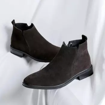 Мужские осенне-зимние ботильоны в британском стиле, винтажная Классическая Повседневная обувь ручной работы из коровьей замши, свадебные ботинки челси, ботинки на платформе