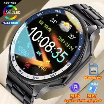 Мужские Смарт-часы с круглым экраном AMOLED высокого разрешения, AM1.43 дюйма, часы Tianyi HeXin HX3918 с функцией отслеживания в реальном времени и мониторингом здоровья