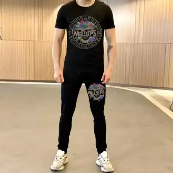 Мужские спортивные костюмы S-4XL Стразы с рисунком из аниме, камуфляжные хлопковые мужские костюмы, комплект из 2 предметов