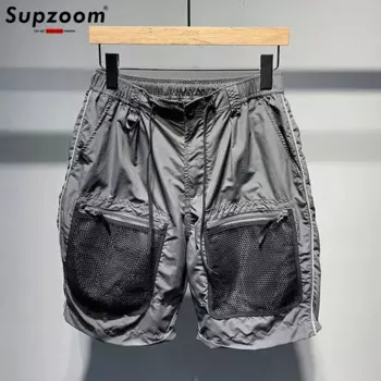 Мужские свободные шорты с карманами Supzoom, повседневные Модные индивидуальные шорты контрастных цветов для работы в стиле High Street, Новое поступление на лето