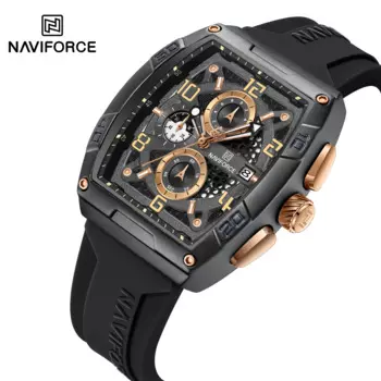 Мужские военные кварцевые часы NAVIFORCE с календарем 2024, мужские повседневные спортивные наручные часы, многофункциональные водонепроницаемые часы с силиконовым ремешком