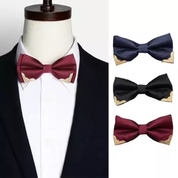 Мужской галстук-бабочка с металлической головкой, однотонный галстук-бабочка из полиэстера, галстук-бабочка, женские мужские галстуки, аксессуары для мужчин