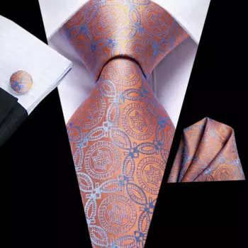 Мужской галстук Hi-Tie, роскошный оранжевый, синий, новинка, шелковый свадебный галстук для мужчин, носовой платок, запонки, подарочный набор галстуков для деловой вечеринки, дропшиппинг