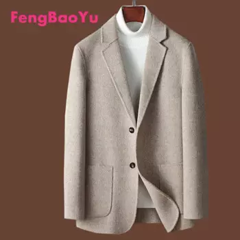 Мужской кашемировый костюм Fengbaoyu, двусторонний шерстяной деловой костюм верблюжьего цвета, пальто большого размера для осени и зимы