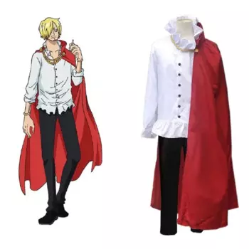 Мужской костюм для косплея Sanji, черная накидка с париками, рубашки и брюки, костюм в стиле аниме, пиратский костюм, одежда для ролевых игр