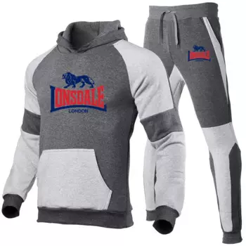 Мужской костюм LONSDALE, удобный теплый деловой костюм для отдыха на осень и зиму, пальто на молнии с воротником и брюки, Мужской свитшот