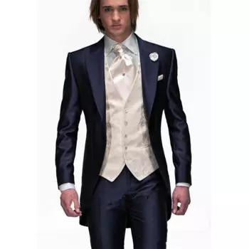 Мужской костюм Slim Fit (куртка + брюки + жилет) Красивый белый 3-х предметный смокинг жениха для свадьбы Формальный костюм для выпускного вечера мускульный костюм