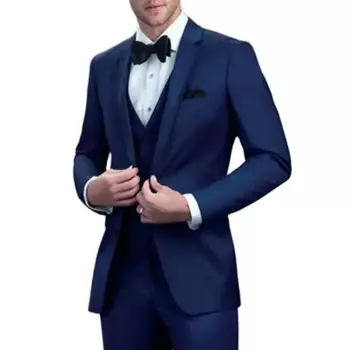 Мужской облегающий костюм Smolking Terno темно-синий смокинг для жениха для свадьбы выпускного вечера 3 предмета Мужская модная куртка жилет с брюками 2024