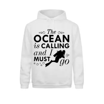 Мужской пуловер с капюшоном и надписью «The Ocean Is call And I Must Go», уличная одежда в стиле Харадзюку, винтажная Толстовка большого размера, мужская одежда