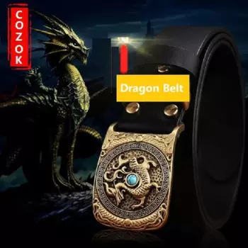 Мужской ремень с металлической пряжкой [Dragon], Черный Повседневный ремень с гладкой пряжкой
