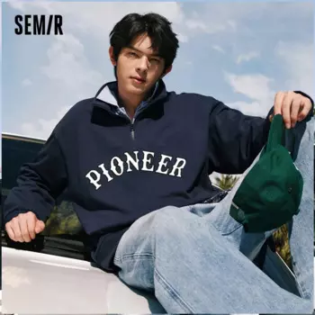 Мужской свитер Semir, Новинка осени 2023, модный Свободный хлопковый топ с буквенным принтом, свитер для мужчин