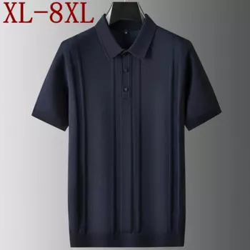 Мужской трикотажный свитер с коротким рукавом, размеры до 6XL