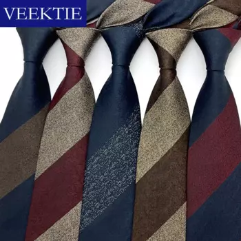 Мужской винтажный деловой ГАЛСТУК VEEKTIE, темно-синий классический галстук 8 см в полоску в стиле пэчворк для встреч и деловых встреч