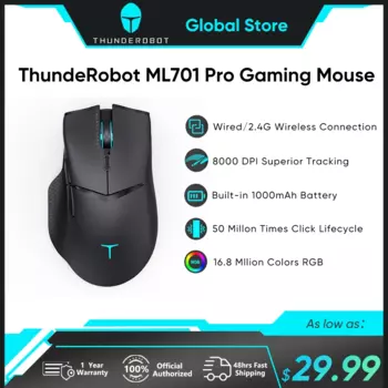 Мышь игровая Беспроводная Thunderobot ML701 Pro, 2,4 ГГц, 8000 DPI, 1000 мАч