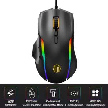 Мышь игровая Проводная с подсветкой RGB, 10000 DPI, 7 программируемых кнопок