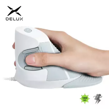 Мышь Вертикальная оптическая Delux M618BU, 1600 DPI, 6 кнопок