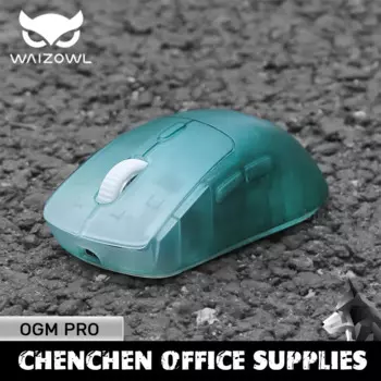 Мышь Waizowl Ogm Pro, 3-режимная Bluetooth, беспроводная, 2,4 г, проводная игровая мышь для киберспорта Paw3395 Голубая мышь на заказ для компьютера, ПК, подарок