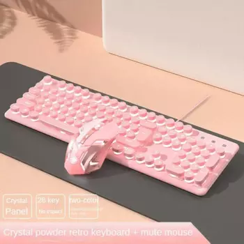 Набор для клавиатуры и мыши EWEADN K620, проводная Милая Бесшумная розовая клавиатура и мышь из экологически чистого материала для офисных геймеров, для девушек