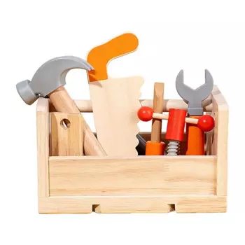 Набор инструментов для детей, 16 шт., деревянная строительная игрушка для малышей с коробкой, портативные игрушки Монтессори для раннего развития, игрушки для ролевых игр