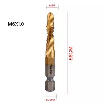 Набор метчиков YIAEEY 1/6 шт., титановое покрытие, M3-M10