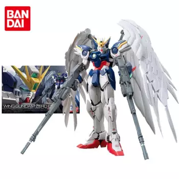 Набор моделей Bandai Gundam, аниме фигурки RG 17 1/144 Wing Gundam Zero EW, Подлинная модель Gunpla, Аниме фигурки, игрушки для детей