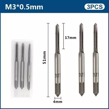 Набор ручных метчиков xcan, 3 шт., HSS, метрический, M2/M2.5/M3/M3.5/M4/M5/M6/M8/M10/M12