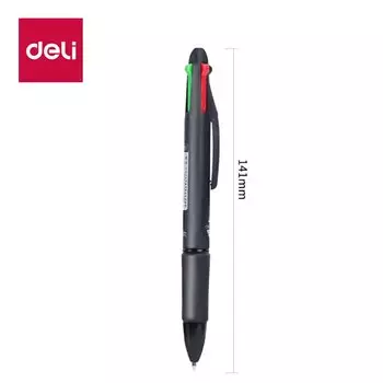 Набор Шариковых Ручек Deli 4-в-1, Красочные 0,7 Мм, Гладкие Синие, Черные, Красные, Зеленые Ручки Для Письма