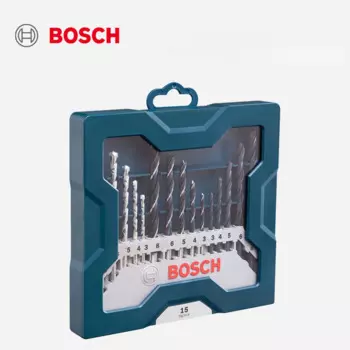 Набор сверл Bosch, комплект из 15 насадок 3/4/5/6/8 мм, для электродрели, для деревообработки, кирпичной кладки, металлообработки