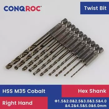 Набор сверл CONQROC HSS M35 Кобальт 10 шт.