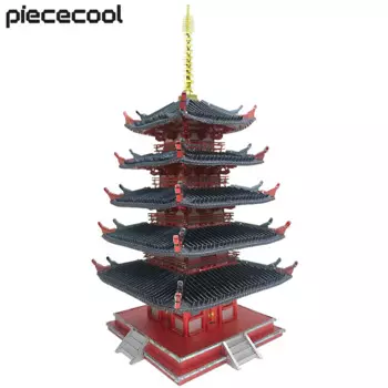 Наборы для моделирования Piececool, пагода из пяти элементов, 3D-пазлы «сделай сам», металлическая сборка, строительные головоломки, подарки для подростков