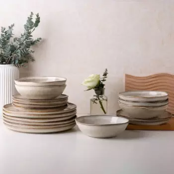 Наборы керамической посуды, набор тарелок и мисок ручной работы с реактивной глазурью, ударопрочный к сколам и трещинам | Посудомоечная машина и микроволновая печь