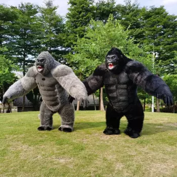 Надувной черный пушистый костюм Gorilla, костюм талисмана для взрослых на Хэллоуин, искусственная игра, пушистый костюм, мультяшное платье, наряды для карнавала, Рождества, Пасхи