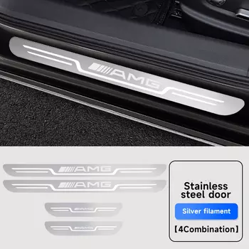 Накладка на порог автомобиля из нержавеющей стали для Mercedes Benz AMG CLA GLC GLK GLA A B C E Class W203 W206 W220 W205 W211 W212 W201