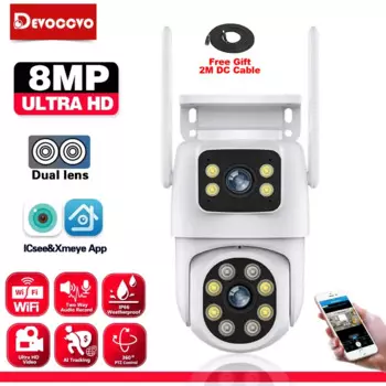Наружная IP-камера безопасности с двумя объективами 4K и автоматическим отслеживанием, беспроводная PTZ-камера видеонаблюдения и 8-мегапиксельная цветная IP-камера ночного видения