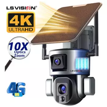 Наружная камера видеонаблюдения LS VISION 4K 10X с двойным зумом и солнечной панелью, уличная Wi-Fi камера ПНН