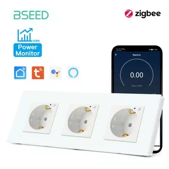Настенная розетка BSEED тройная 16А с голосовым управлением