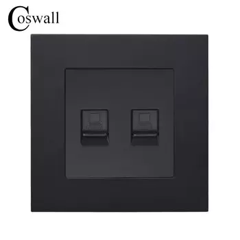 Настенная розетка COSWALL E20, панельная розетка для ПК, 2 Gang CAT5E RJ45, выход для интернета, черный, белый, золотой, серый цвета