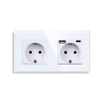 Настенная розетка с USB-портом типа C и выходом с интерфейсом TV, интерфейсом CAT6