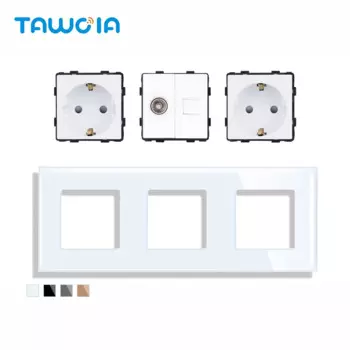 Настенная розетка TAWOIA, 16 А, с двумя евророзетками, 228 мм