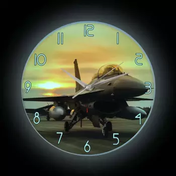 Настенные часы F16 Falcon Fighter Jet со светодиодный Ной подсветкой, самолёт с современным дизайном, домашний декор, настенные часы, ночник