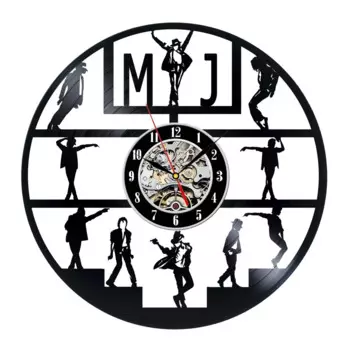 Настенные часы с изображением Майкла Джексона, современные декоративные, для гостиной, виниловые классические настенные часы с CD-записью, домашний декор, бесшумные, 12 дюймов