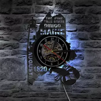 Настенные часы с изображением сосны, штат Мэн, гордость Мэн, дириго, Настенный декор, виниловая пластина, современный дизайн, подвесные украшения для дома
