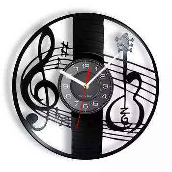 Настенные часы The Vinyl Clock Скрипичный ключ
