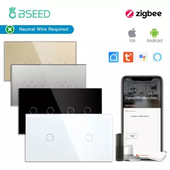 Настенный сенсорный выключатель BSEED Zigbee, двойная умная Бытовая розетка, 1/2/3 клавиши, 10А, с управлением через приложение Smart Life Tuya Alexa Alice