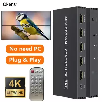 Настенный видеоконтроллер 4K 2x2, 1 в 4 выход, HDMI видеопроцессор, 1X2 1X3 1X4 2X1 3x1 4X1, многоэкранный прибор для разделения ТВ, аудио экстракт