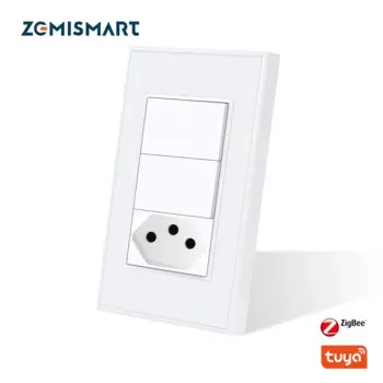 Настенный выключатель Zemismart Tuya Zigbee, умная розетка из Бразилии, 20 А, С 2 клавишами, управлением через Alexa Google Home Homekit