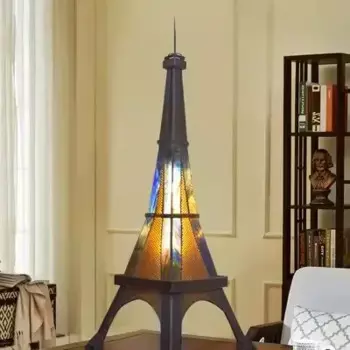Настольная лампа с Эйфелевой башней, настольная лампа из цветного стекла, барная офисная настольная лампа, художественная креативная настольная лампа