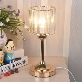 Настольная лампа со стразами, USB-зарядка, осветительный прибор для гостиной, декоративный прикроватный ночник для спальни, золотистого и черного цветов