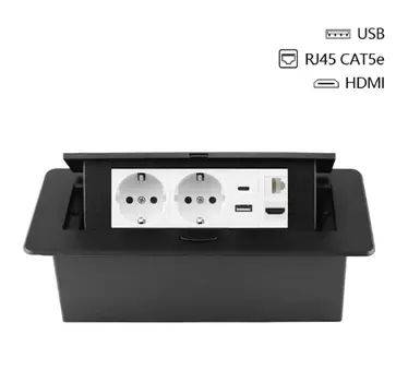 Настольная розетка ATLECTRIC с USB, черная