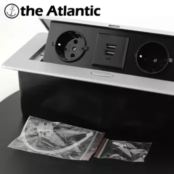Настольная розетка европейского стандарта с USB-зарядкой, медленно выдвигающаяся из алюминиевого сплава черного, серебристого цвета для конференций, офиса, кухонного островка